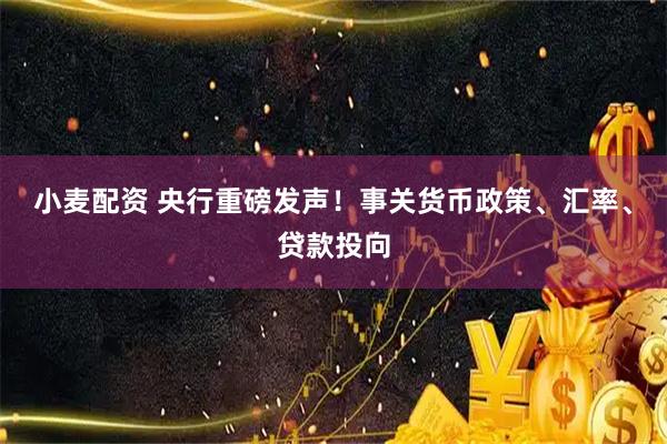 小麦配资 央行重磅发声！事关货币政策、汇率、贷款投向