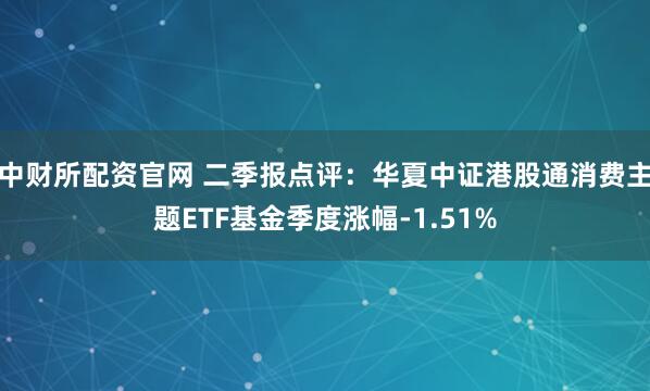中财所配资官网 二季报点评：华夏中证港股通消费主题ETF基金季度涨幅-1.51%