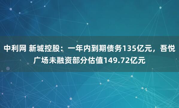 中利网 新城控股:一年内到期债务135亿元,吾悦广场未融资部分估值149.72亿元